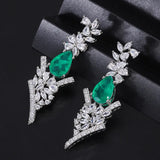 Paraiba Tourmaline Gemstone Drop Earrings with Lab Diamond Dangler