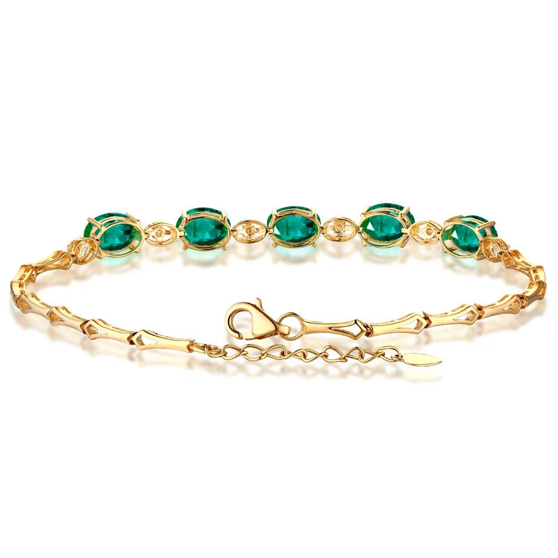 Vintage 4mm CZ Tennis Bracelet Chain Hollow Emerald for Women