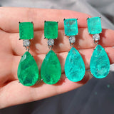 Water Drop Emerald Paraiba Hanging Earrings Wedding Jewelry