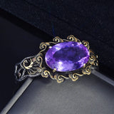 Purple Zircon Stone Bracelets Bangle Vintage Punk Hand Braided