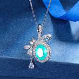 925 Silver Paraiba Tourmaline Pendant Necklaces Chokers Ladies Jewelry