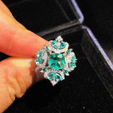 Arrival Charms Paraiba Tourmaline Stone Ring Silver Promise Rings for Women