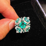 Arrival Charms Paraiba Tourmaline Stone Ring Silver Promise Rings for Women
