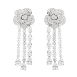 Dangle Earrings Flower Water Drop CZ Silver Earrings For women Wedding Jewelry