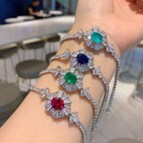 Dazzling Oval CZ 8x10 Bracelet 925 Sterling Silver Paraiba Emerald Jewelry