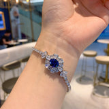 Dazzling Oval CZ 8x10 Bracelet 925 Sterling Silver Paraiba Emerald Jewelry