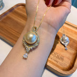 Pearl Silver Chain Necklace Dazzling Pendant Necklace For Female