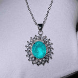 Crystal Gem Silver Necklace Women's Anniversary Gift