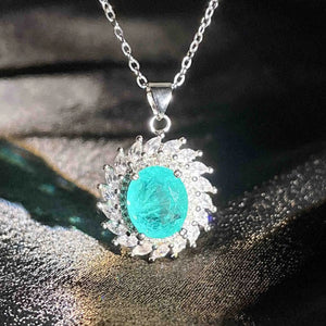 Crystal Gem Silver Necklace Women's Anniversary Gift
