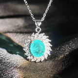 Crystal Gem Silver Necklace Women's Anniversary Gift