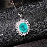 Crystal Gem Silver Necklace Women's Anniversary Gift
