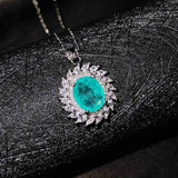 Crystal Gem Silver Necklace Women's Anniversary Gift