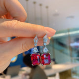 Square CZ Dangle Earrings for Women