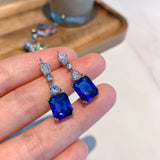 Square CZ Dangle Earrings for Women