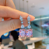 Square CZ Dangle Earrings for Women