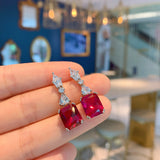 Square CZ Dangle Earrings for Women