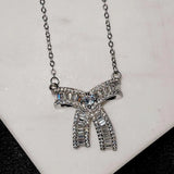 Elegant Silver Pendant Necklace Zircon Choker