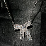 Elegant Silver Pendant Necklace Zircon Choker