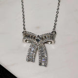 Elegant Silver Pendant Necklace Zircon Choker