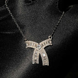 Elegant Silver Pendant Necklace Zircon Choker
