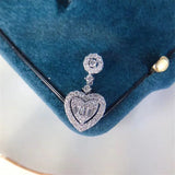 Love Heart Stone Pendant Necklace Silver Chain Crystal Necklace