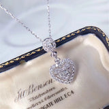 Love Heart Stone Pendant Necklace Silver Chain Crystal Necklace