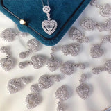 Love Heart Stone Pendant Necklace Silver Chain Crystal Necklace