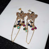 Butterfly Drop Earrings CZ Bridal Wedding Jewelry