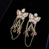 Butterfly Drop Earrings CZ Bridal Wedding Jewelry