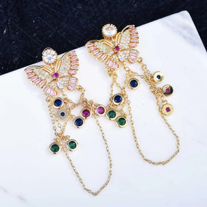Butterfly Drop Earrings CZ Bridal Wedding Jewelry