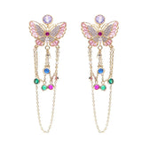 Butterfly Drop Earrings CZ Bridal Wedding Jewelry