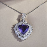 Hot Yellow Zircon Necklaces Triangle Pendant Women Silver Gift