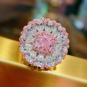 Pink Zircon Engagement Ring Women's Silver Finger Bride Jewelry