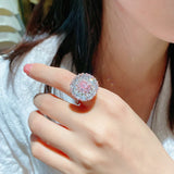 Pink Zircon Engagement Ring Women's Silver Finger Bride Jewelry