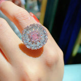Pink Zircon Engagement Ring Women's Silver Finger Bride Jewelry