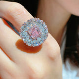 Pink Zircon Engagement Ring Women's Silver Finger Bride Jewelry