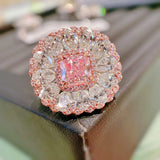 Pink Zircon Engagement Ring Women's Silver Finger Bride Jewelry
