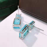 Paraiba Tourmaline Stone Earrings Silver Hanging Wedding Bridal Jewelry
