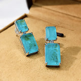 Paraiba Tourmaline Stone Earrings Silver Hanging Wedding Bridal Jewelry