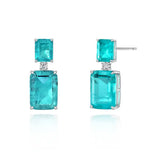 Paraiba Tourmaline Stone Earrings Silver Hanging Wedding Bridal Jewelry