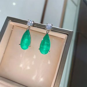 Paraiba Tourmaline Stud Earrings for Women Silver Jewelry Girls Party Gift