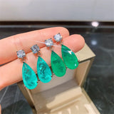 Paraiba Tourmaline Stud Earrings for Women Silver Jewelry Girls Party Gift