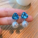 Triangle Zircon Crystal Earrings Charm Rhinestone Inlaid Jewelry Earrings