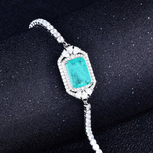 Real 925 Rectangular Paraiba Engagement Shining Bracelet For Women