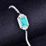 Real 925 Rectangular Paraiba Engagement Shining Bracelet For Women