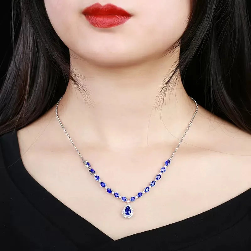 Silver CZ Stone Pendant Necklace for Bridal Party