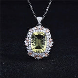Vintage Silver Choker Necklace with Rectangular CZ Pendant for Women
