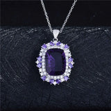Vintage Silver Choker Necklace with Rectangular CZ Pendant for Women