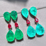 Silver Dangle Earrings Paraiba Tourmaline Stone Wedding Jewelry