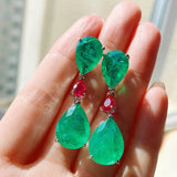 Silver Dangle Earrings Paraiba Tourmaline Stone Wedding Jewelry